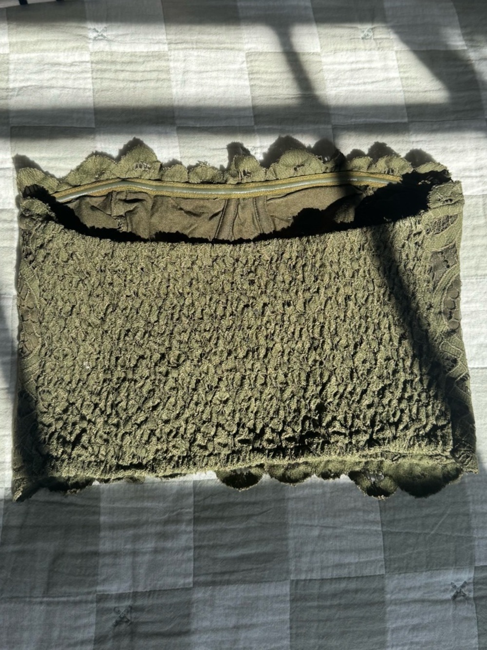 Free People Olive Green Lace Bandeau Top Small - Picture 3 of 3